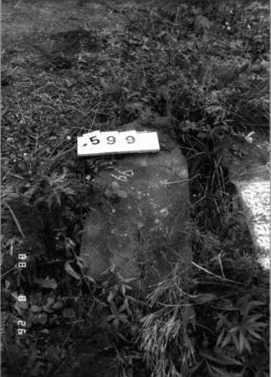 Grabstein 599 (Index: 100095094) Maße HxBxT: 96x39x9 cm Besonderheit: Kindergrab: Grabstein 599