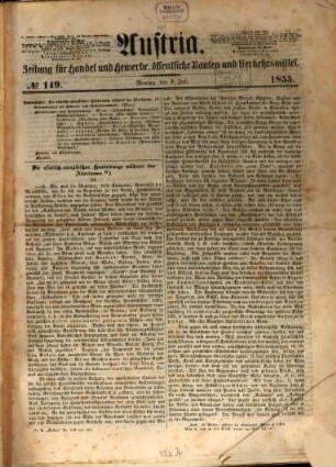 Austria : Archiv für Gesetzgebung und Statistik auf den Gebieten der Gewerbe, des Handels und der Schiffahrt, 1855,2