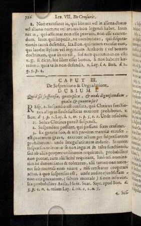 726-746, Cap. III. De Suspensione & Degradatione. Cap. IV. De interdicto. Cap. V. De Irregularitate.