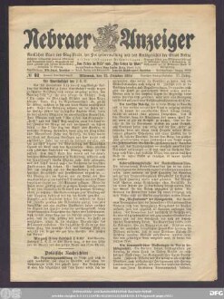 Nebraer Anzeiger : amtliches Blatt des Magistrats, der Polizeiverwaltung und des Amtsgerichts der Stadt Nebra