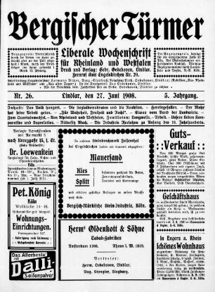 Bergischer Türmer. 1905-1912