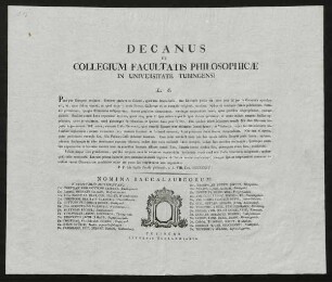 Decanus et Collegium Facultatis Philosophicae in Universitate Tubingensi