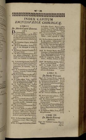 Index Capitum Encyclopædiæ Chirurgicæ.