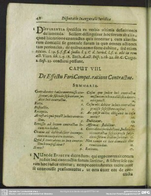 Caput VIII. De Effectu Fori. Compet. ratione Contractus