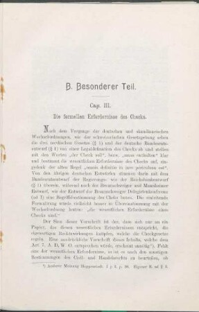 Cap. III. Die formellen Erfordernisse des Checks.
