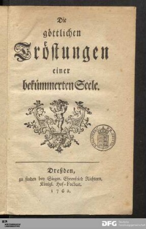 Die göttlichen Tröstungen einer bekümmerten Seele