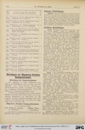 Mitteilungen / Ausstellungen / Kunstgewerbe / Preisausschreiben / Staatsankäufe etc. / Aus Galerien und Museen / Aus Akademien und Kunstschulen / Personalien