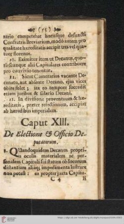 Caput XIII: De electione & officio deputatorum