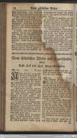 Vom Göttlichen Wesen und Eigenschaften, oder Aufs Fest der Heil. Drey-Einigkeit