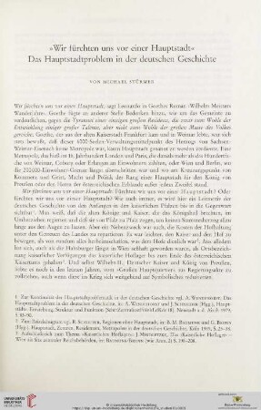 "Wir fürchten uns vor einer Hauptstadt". Das Hauptstadtproblem in der deutschen Geschichte