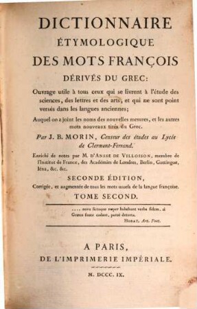 Dictionnaire etymologique des mots François. T. 2