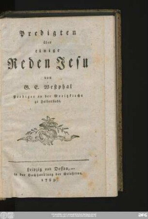 Predigten über einige Reden Jesu