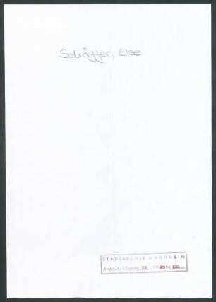 Schäffer, Else, Zürich und Lenzerheide, Schriftwechsel mit Wichert