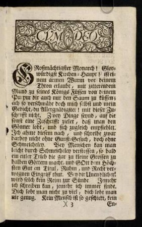 3r-7v, Cum Deo. Großmaechtigster Monarch! ...