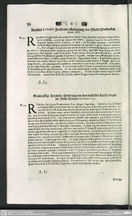 N.34. Kaysers Rudolphs Freyheits-Ertheilung der Stadt Windecken, Anno 1288