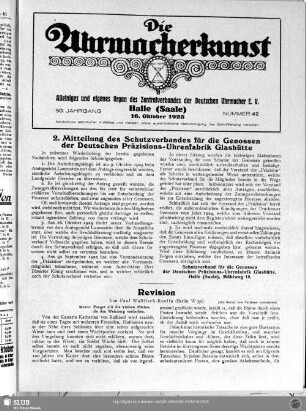 2. Mitteilung des Schutzverbandes für die Genossen der Deutschen Präzisions-Uhrenfabrik Glashütte
