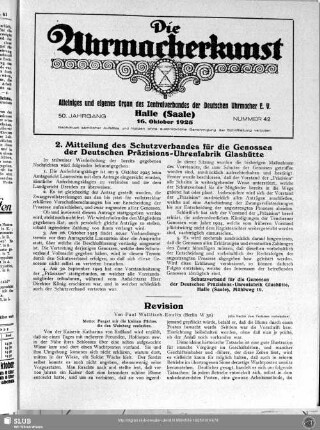 2. Mitteilung des Schutzverbandes für die Genossen der Deutschen Präzisions-Uhrenfabrik Glashütte