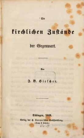 Die kirchlichen Zustände der Gegenwart