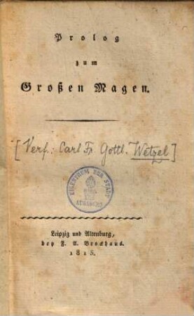 Prolog zum Großen Magen