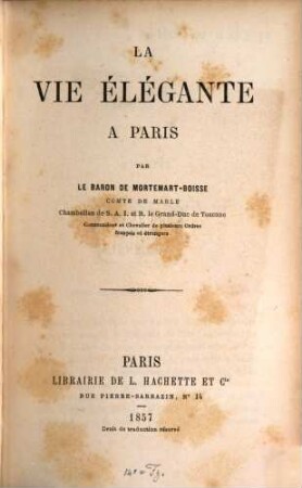 La vie élégante à Paris