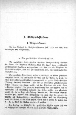 I. Medizinal-Personen