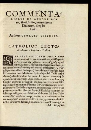 Commentariolus De Arbore Bona, Antichristo, Intercessione Divorum, ...