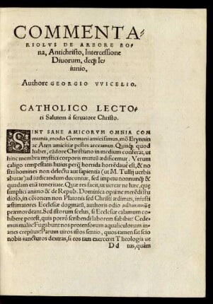 Commentariolus De Arbore Bona, Antichristo, Intercessione Divorum, ...