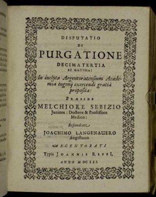 Disputatio De Purgatione Decima Tertia Et Ultima: