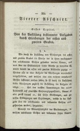 Vierter Abschnitt. Von der Auflösung bestimmter Aufgaben durch Gleichungen.