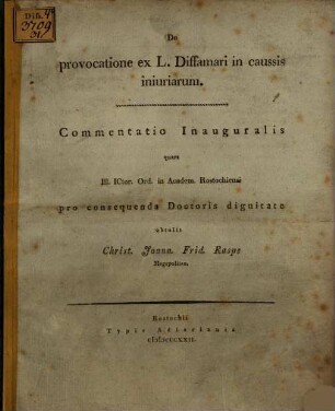 De provocatione ex L. Diffamari in causis iniuriarum : Commentatio inaug.