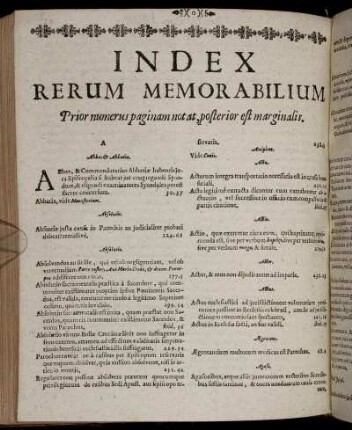 Index Rerum Memorabilium.