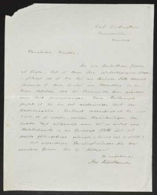 Brief von Max Friedlaender an Gerhart Hauptmann