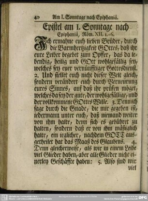 Epistel am I. Sonntage nach Epiphaniae