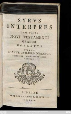 Syrvs Interpres Cvm Fonte Novi Testamenti Graeco Collatvs