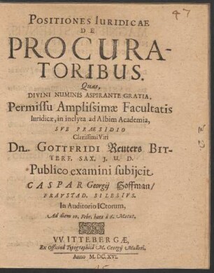 Positiones Iuridicae De Procuratoribus