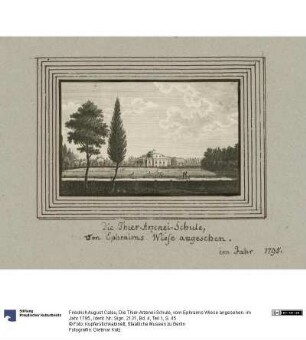 Die Thier-Arzenei-Schule, vom Ephraims Wiese angesehen. im Jahr 1795.