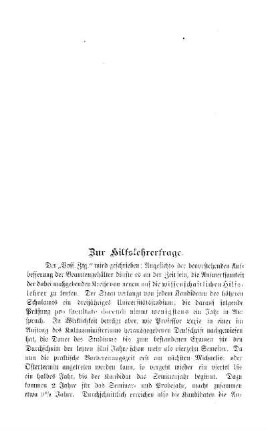Zur Hilfslehrerfrage : Sprechsaal