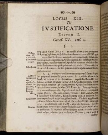 Locus XIII. De Iustificatione.