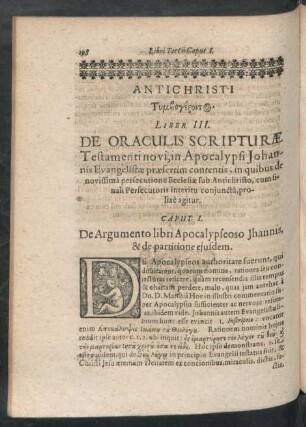 Caput I. De Argumento libri Apocalypseoso Jhannis, & de partitione eiusdem