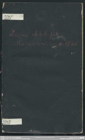 Letztes Ehren- und Denckmahl Als Der ... Herr Levin Adolph Marschall, ... Nach seinem am 15. Decembr. 1720. erfolgten seeligen Tode ... Und am 12ten Januar. 1721. die gewöhnliche Gedächtnis-Predigt gehalten wurde, Zu Dessen unverweßlichem Nach-Ruhm auffgerichtet