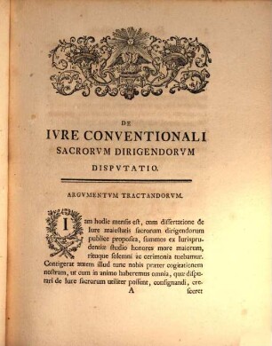 Dissertationem Ivris Ecclesiastici Protestantivm Pvblici, De Ivre Conventionali Sacrorvm Dirigendorvm ... A. D. XXVI. Sept. MDCCXLVIII.