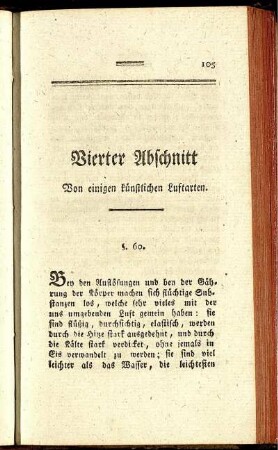 Vierter Abschnitt Von einigen künstlichen Luftarten.