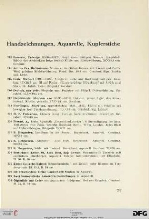 Handzeichnungen, Aquarelle, Kupferstiche (Nr. 213-255)