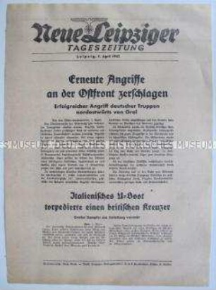 Extrablatt der "Neuen Leipziger Tageszeitung" u.a. zu sowjetischen Gegenangriffen