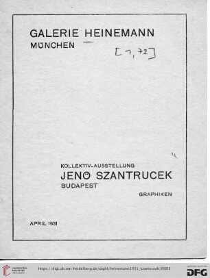 Kollektiv-Ausstellung Jenö Szantrucek, Budapest : Graphiken : April 1931