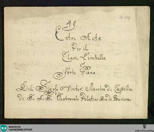 Entr'actes. Arr - Don Mus.Ms. 2049 : cemb; E