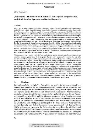 „Paronyme - Dynamisch im Kontrast“. Ein kognitiv ausgerichtetes, multifunktionales, dynamisches Nachschlagewerk