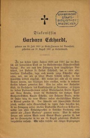 Diakonissin Barbara Eckhardt