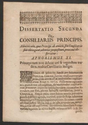 Dissertatio Secunda De Consiliariis Principis...