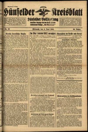 Ausgabe vom Mittwoch, den 04. Juni 1941.